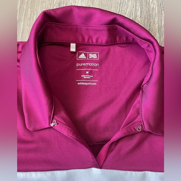Adidas Pure Motion Medium Plum & White Womens Golf Tee Short Sleeve - Picture 4 of 5